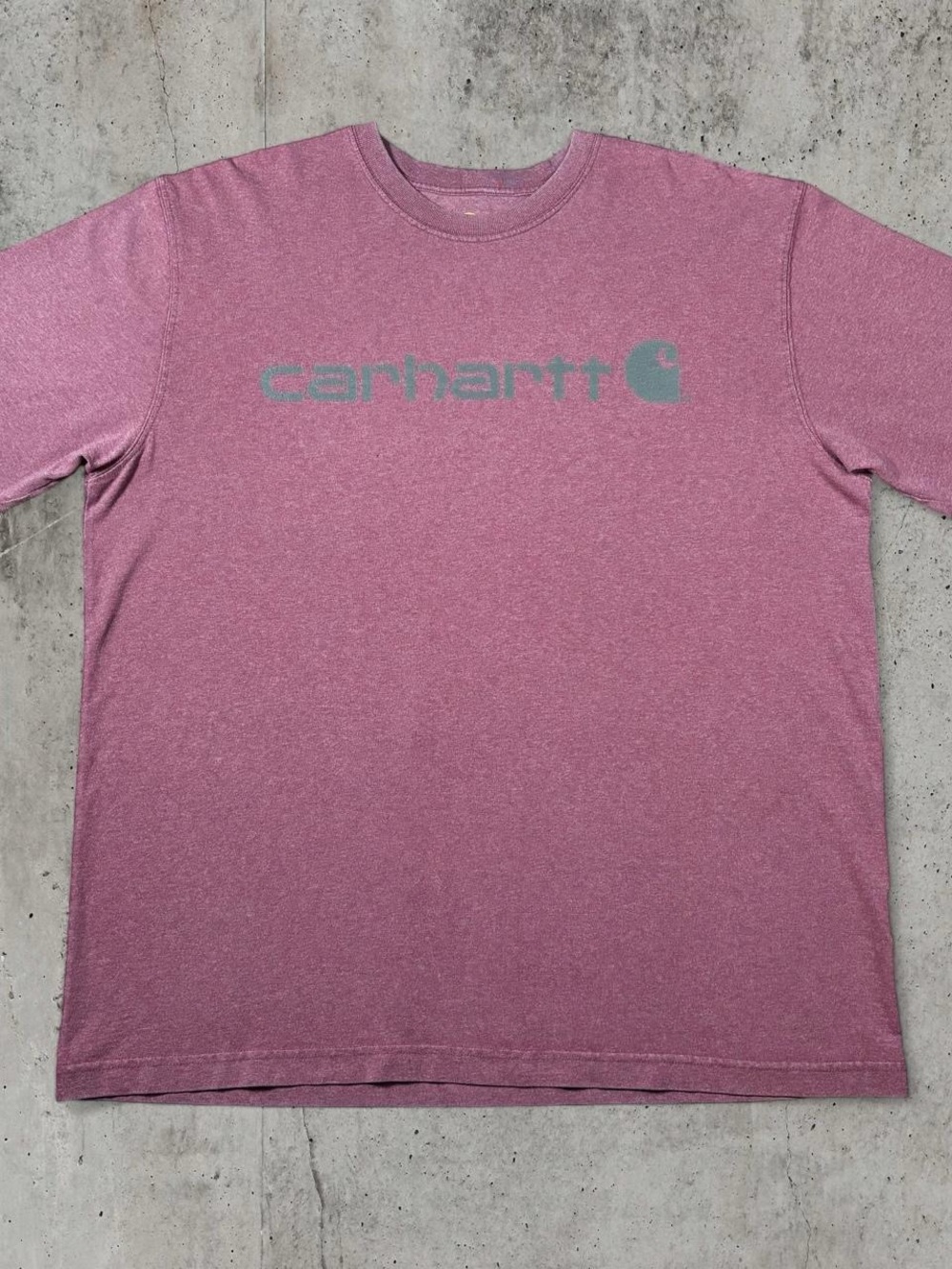 Carhartt Original Fit Logo T-Shirt Faded Burgundy Purple Large Workwear Relaxed